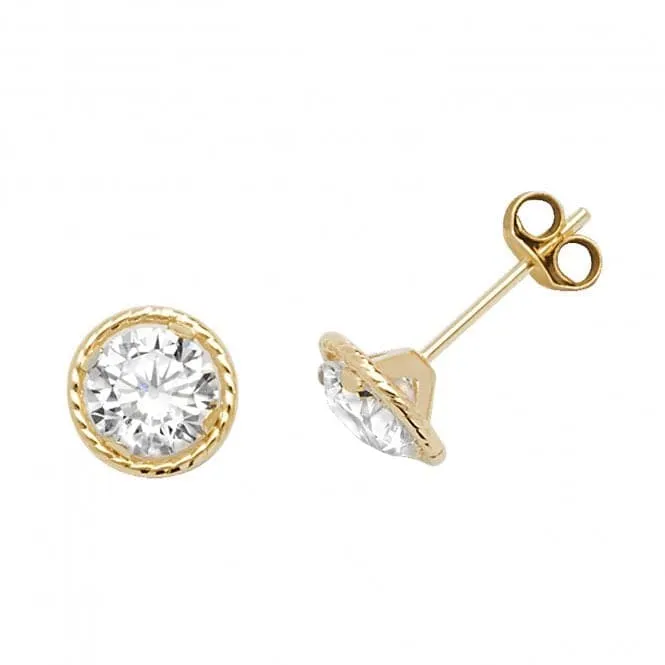 9ct Yellow Gold Round Zirconia Stud Earrings ES578