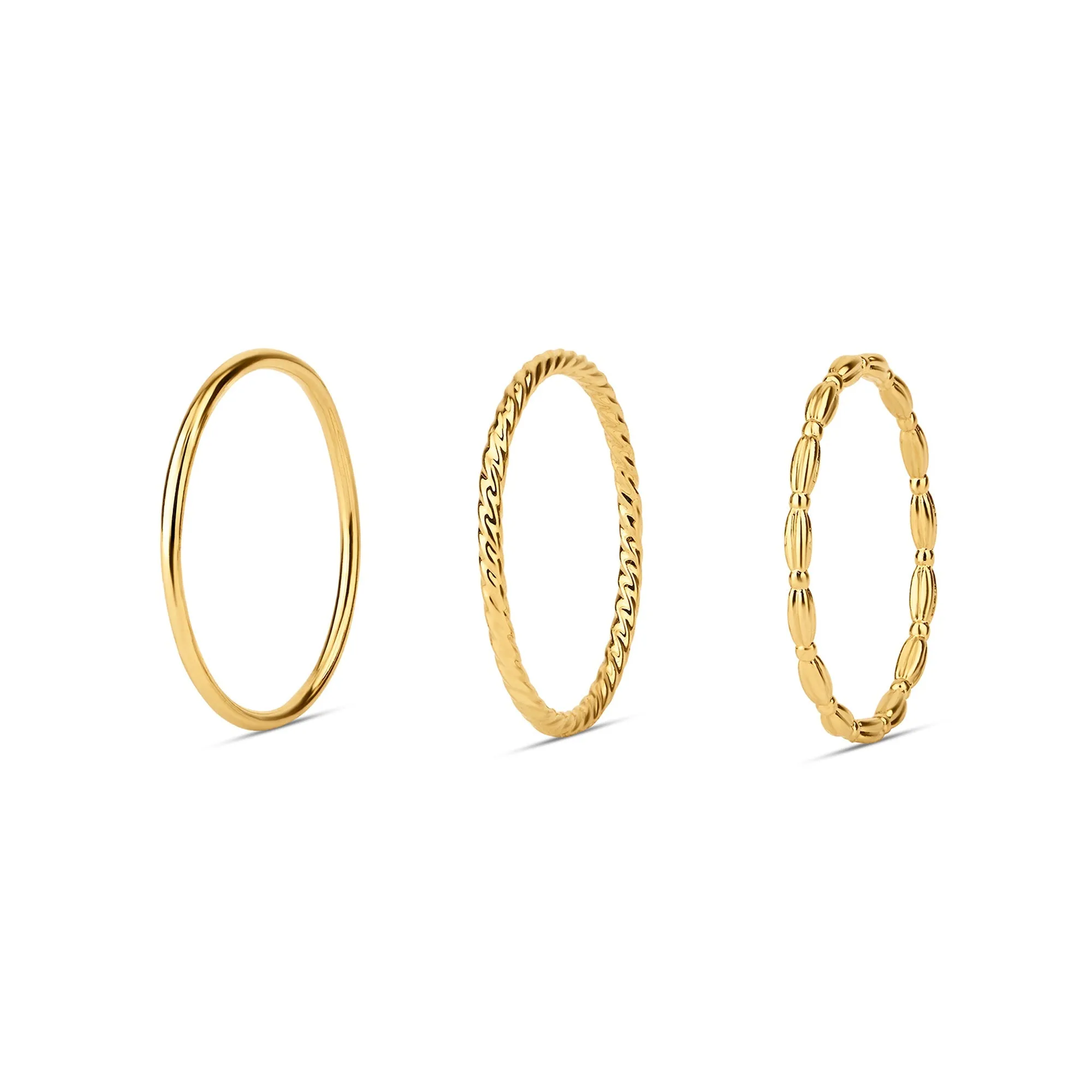 Accessorize London Women 14k Gold-Plated Delicate Rings Set of 3-Medium