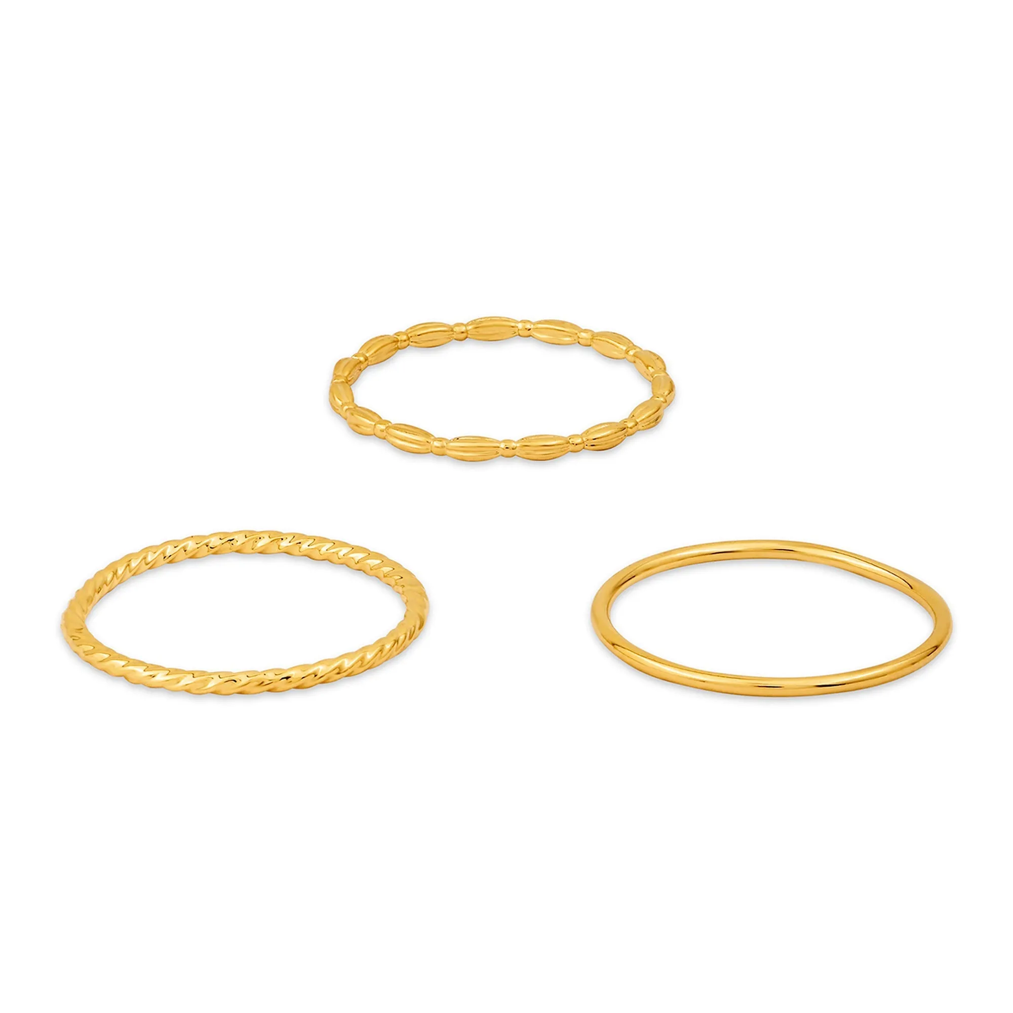 Accessorize London Women 14k Gold-Plated Delicate Rings Set of 3-Medium