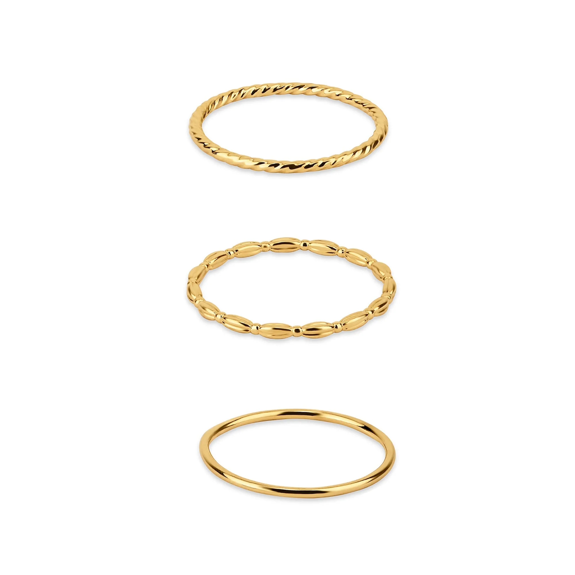 Accessorize London Women 14k Gold-Plated Delicate Rings Set of 3-Medium