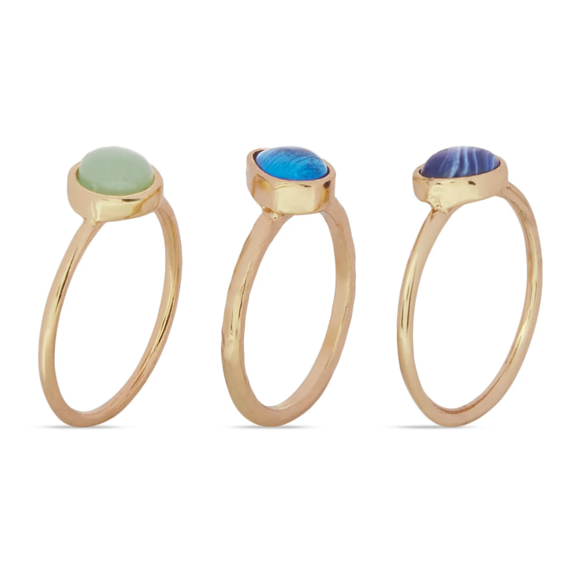 Accessorize London Women's  Gem Stone Rings Set Of Three-Medium