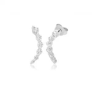 Acotis Silver Studs Climber Rhodium Plated Zirconia G51349