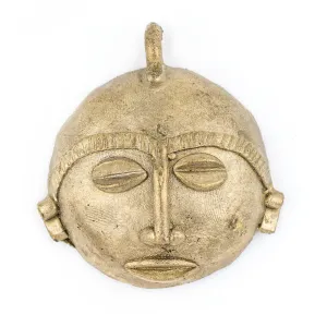 African Round Brass Mask Pendant (65x65mm)