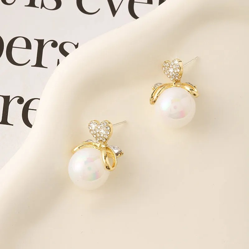 Alloy Beads Bow Studded Multicolor Drop Earrings JLT12829