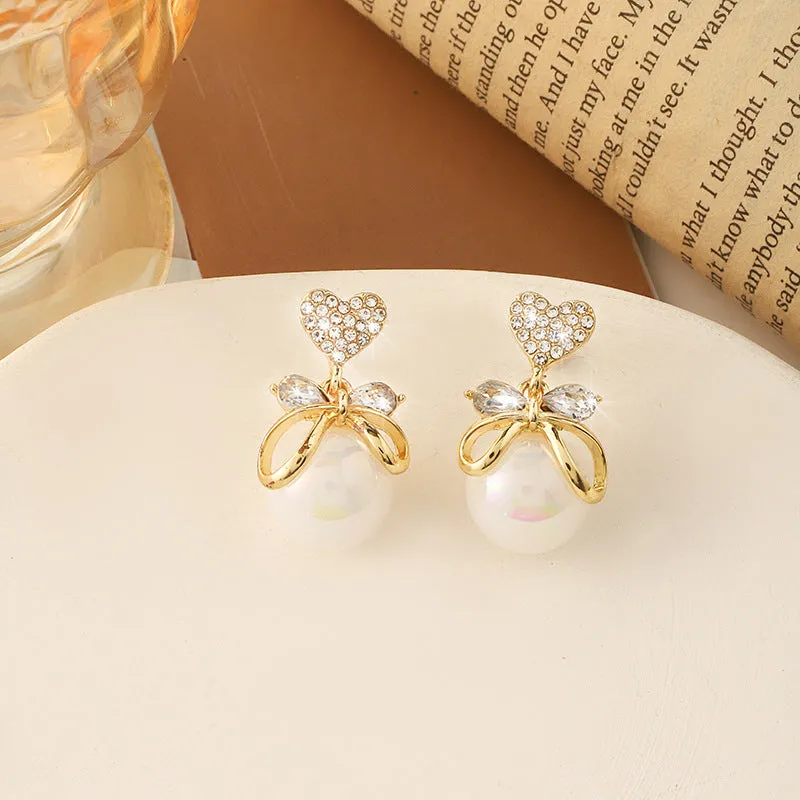 Alloy Beads Bow Studded Multicolor Drop Earrings JLT12829