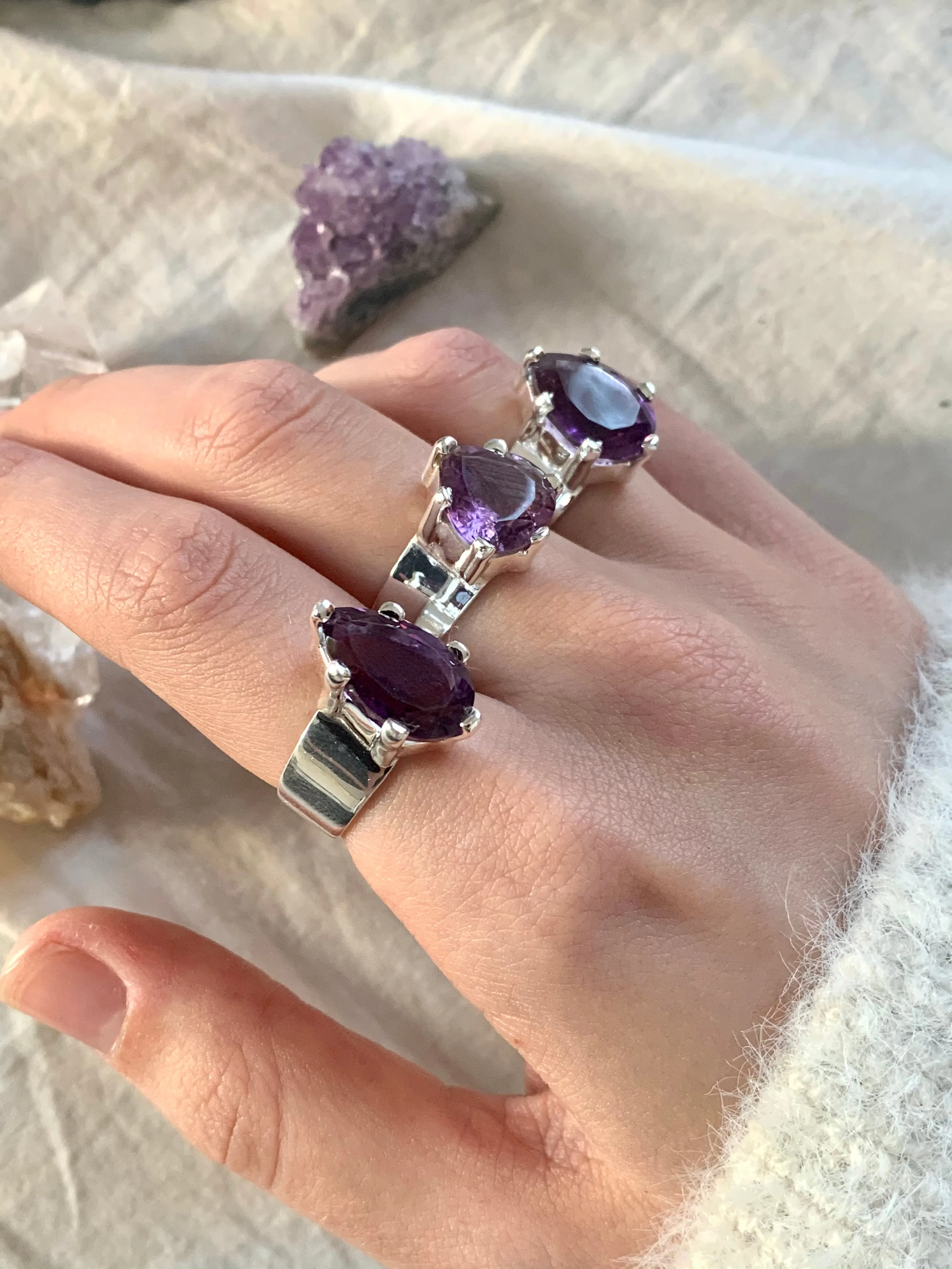 Amethyst Melusine Ring - Teardrop