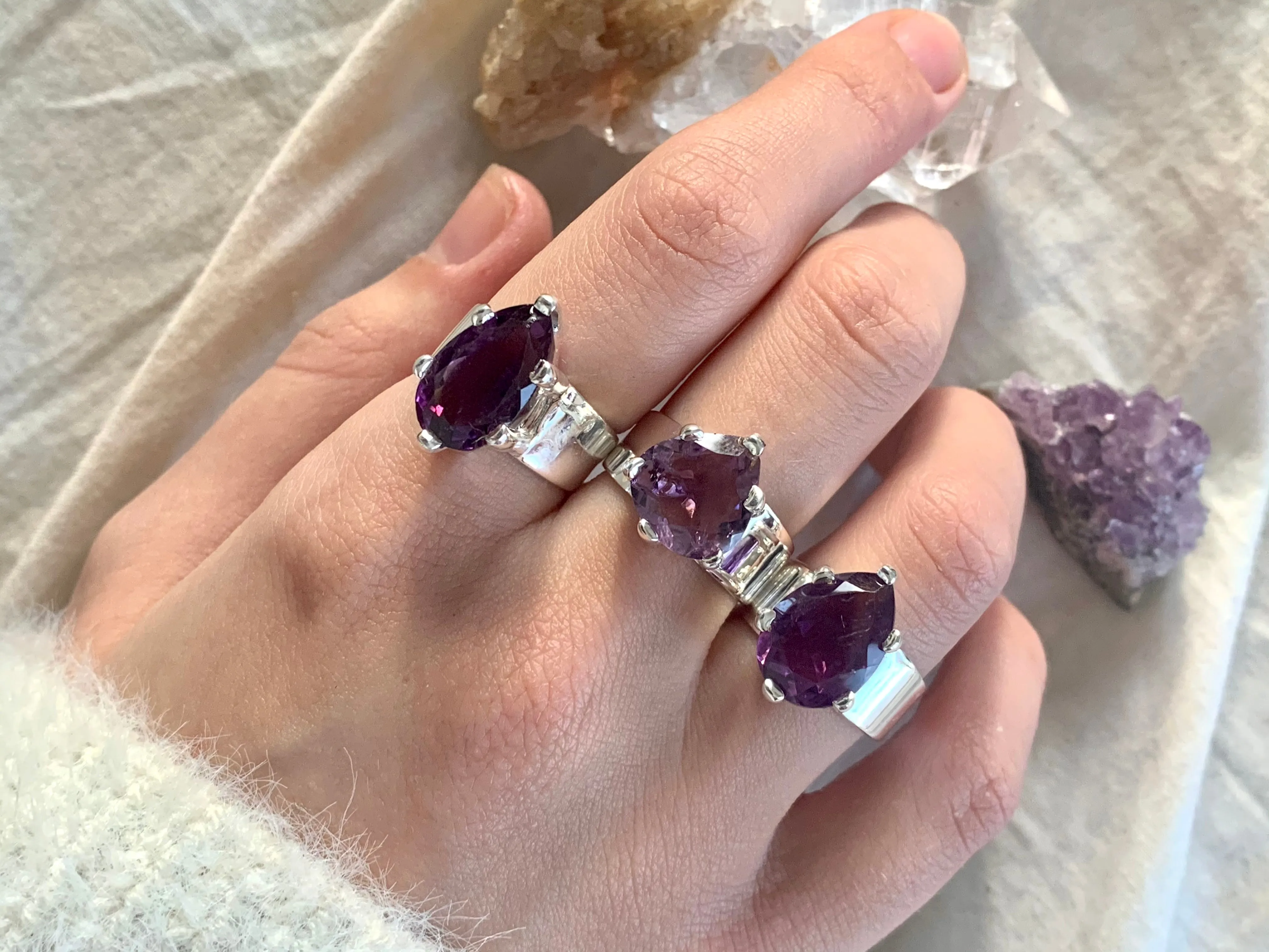 Amethyst Melusine Ring - Teardrop