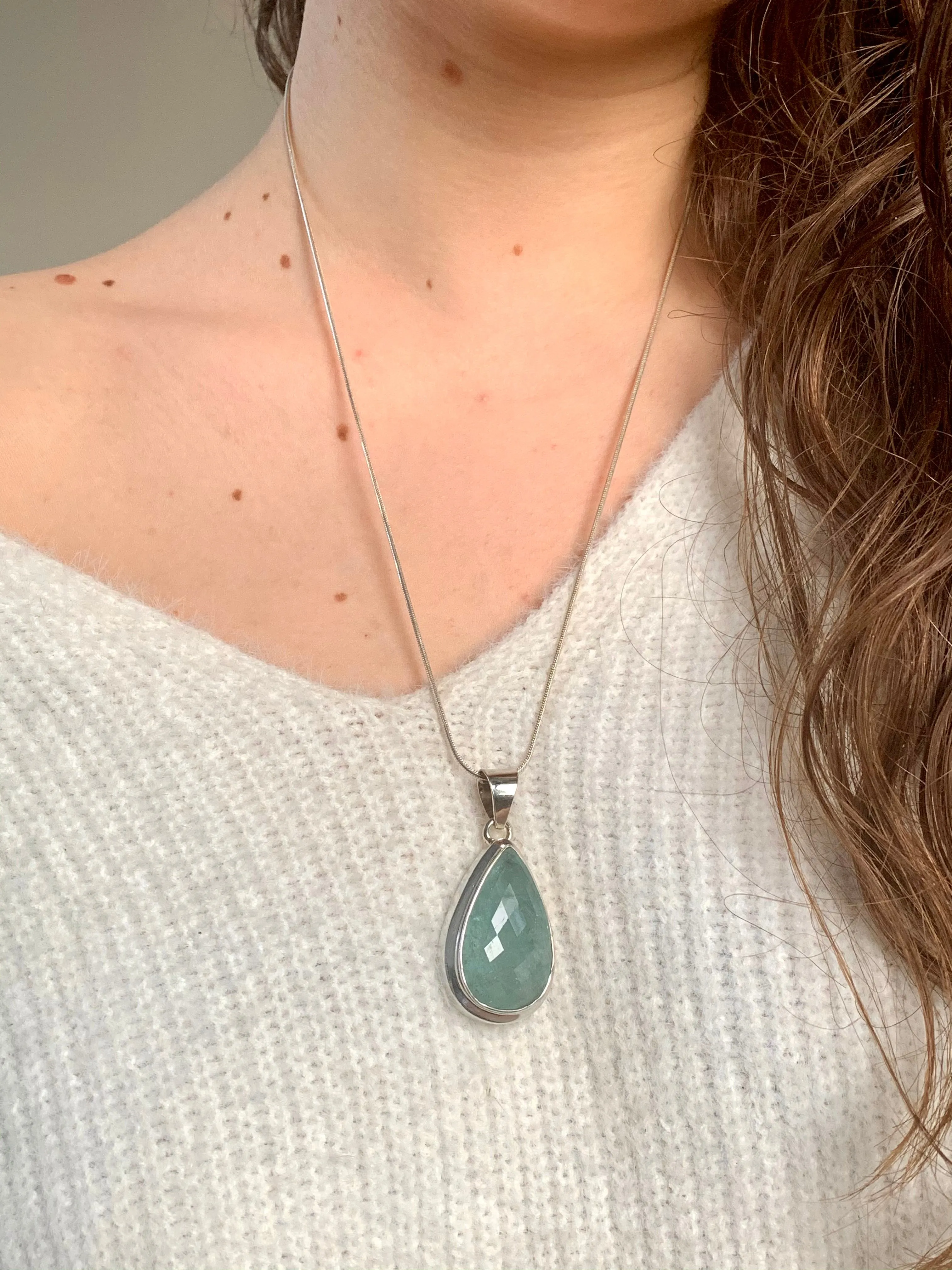 Aquamarine Ansley Pendant - XLarge Teardrop