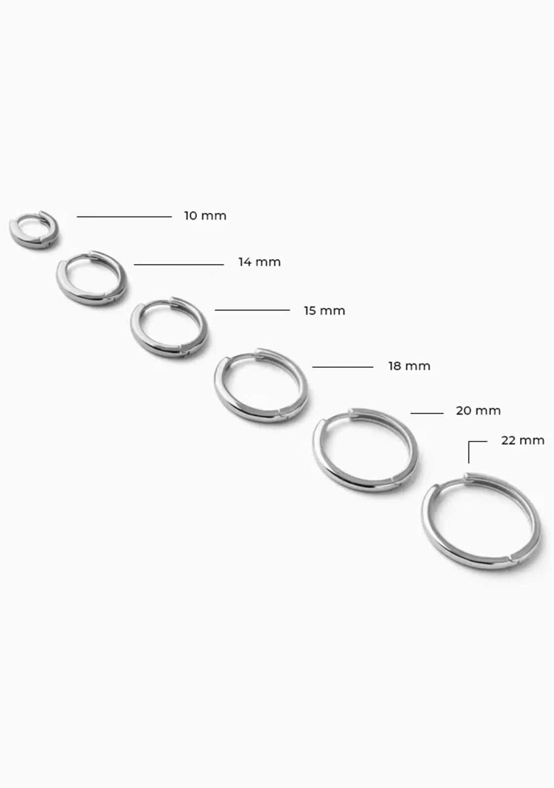 Basic 10 Hoop Earrings Silver