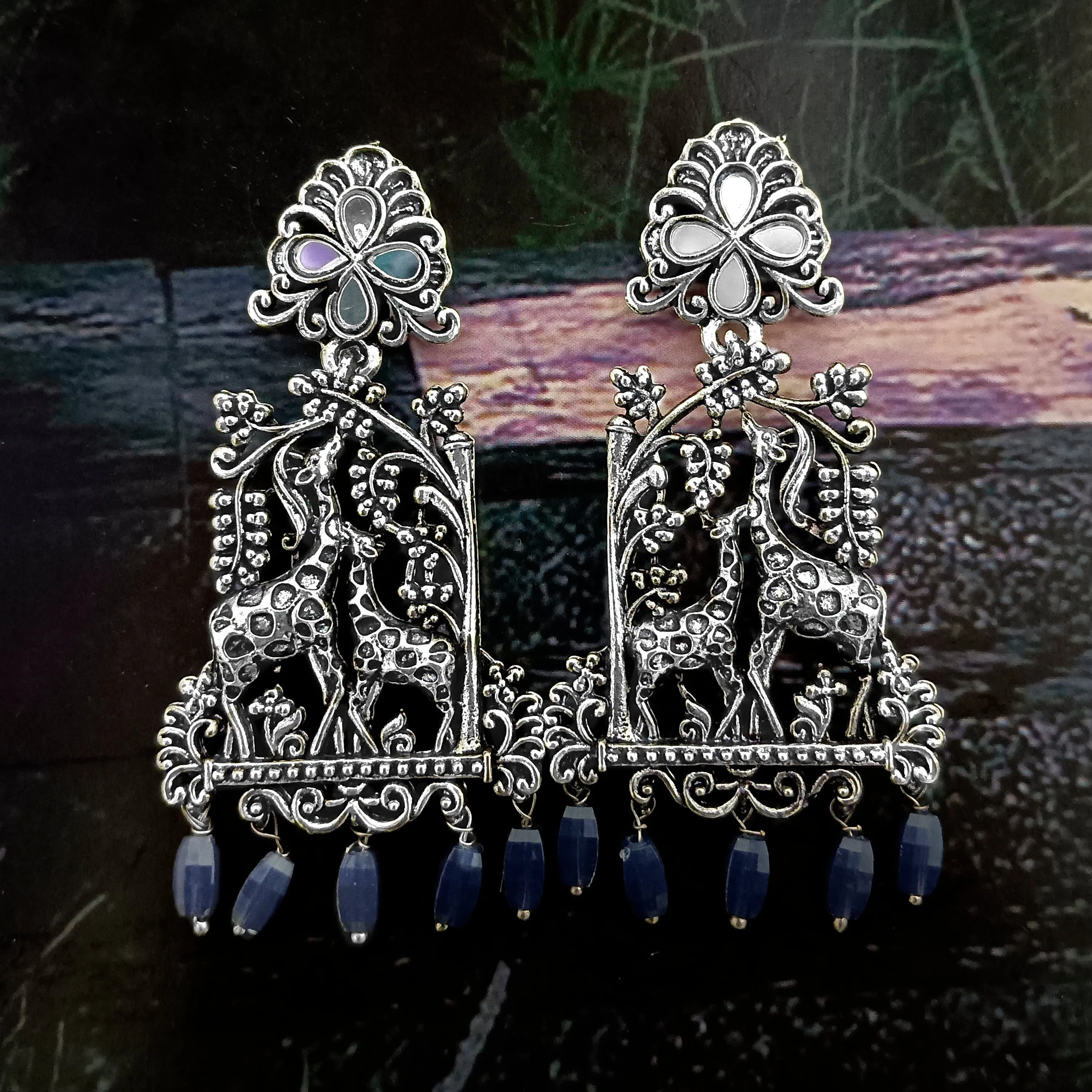 Bhavi Jewels Oxidized Plated Jhumki Earrings