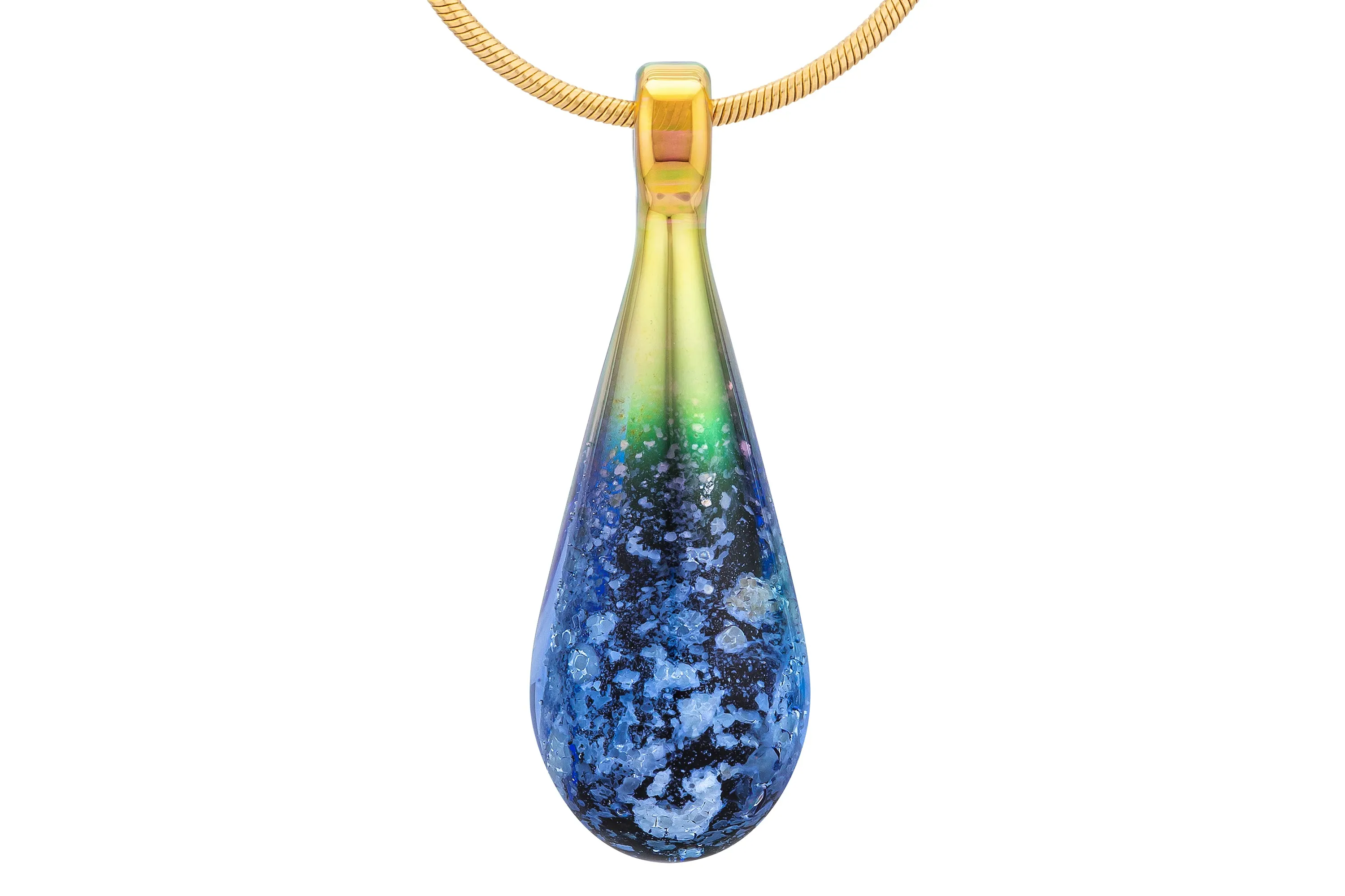 Black Opal Drop Pendant with Cremation Ash