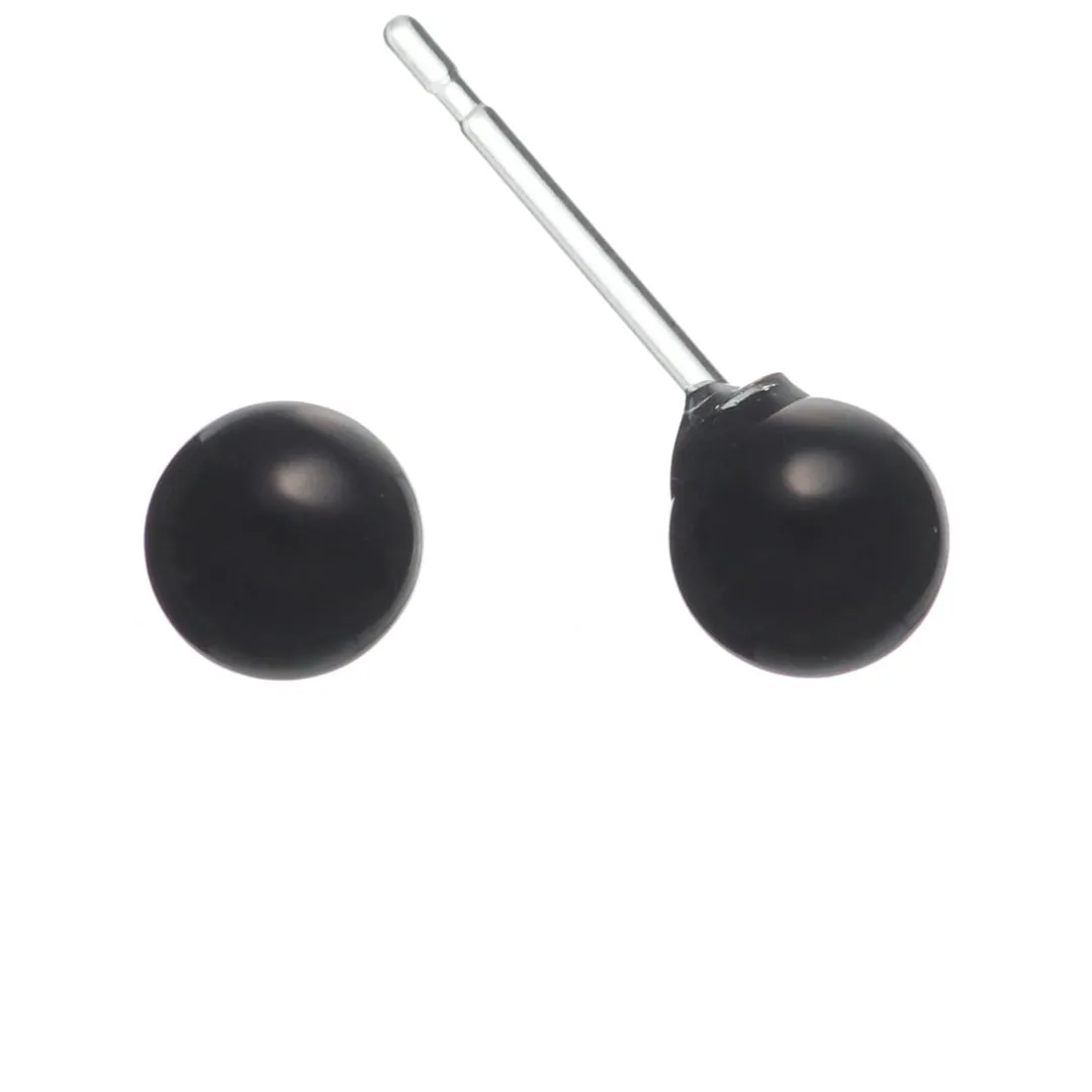 Black Pearl Studs Hypoallergenic Earrings for Sensitive Ears Made with Plastic Posts