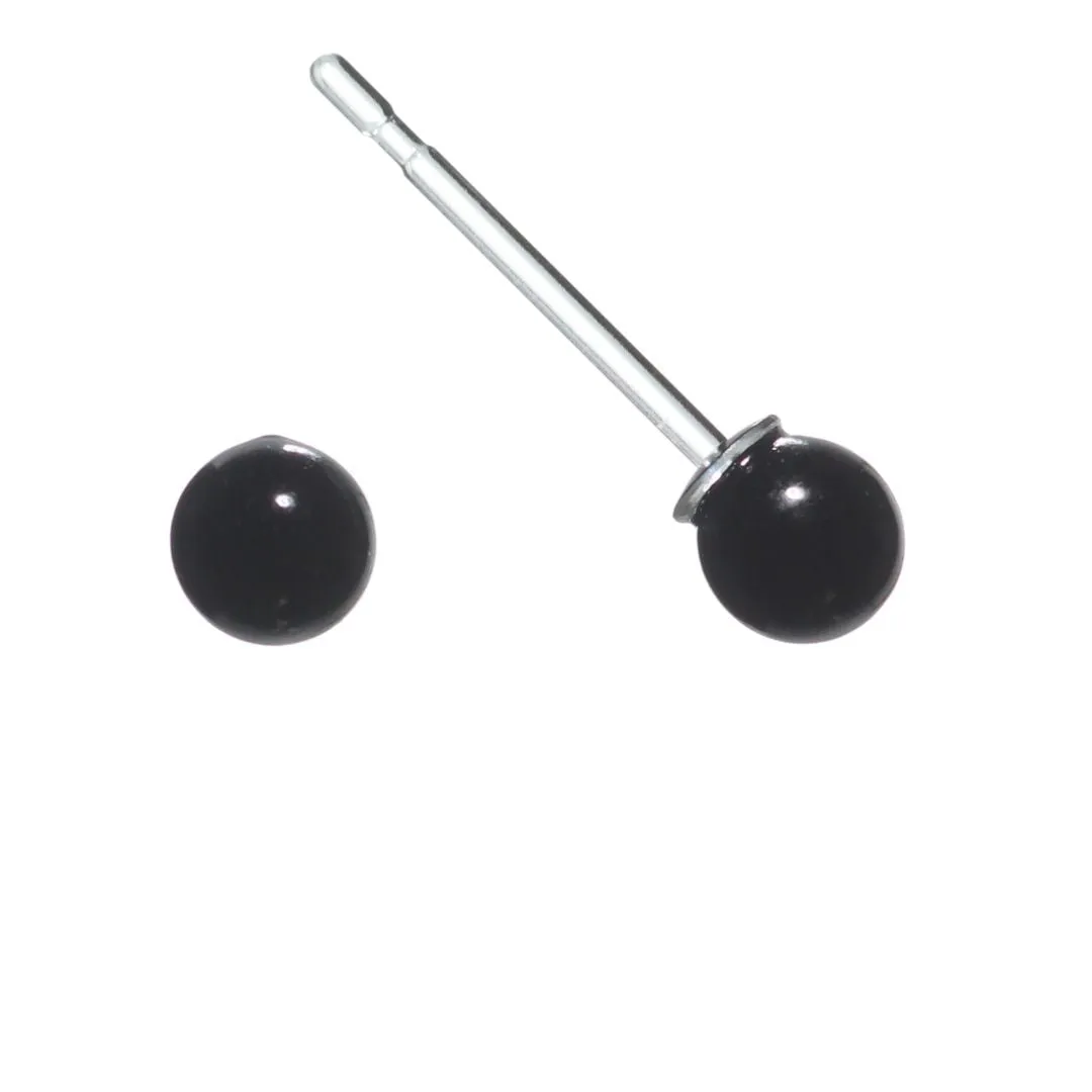 Black Pearl Studs Hypoallergenic Earrings for Sensitive Ears Made with Plastic Posts