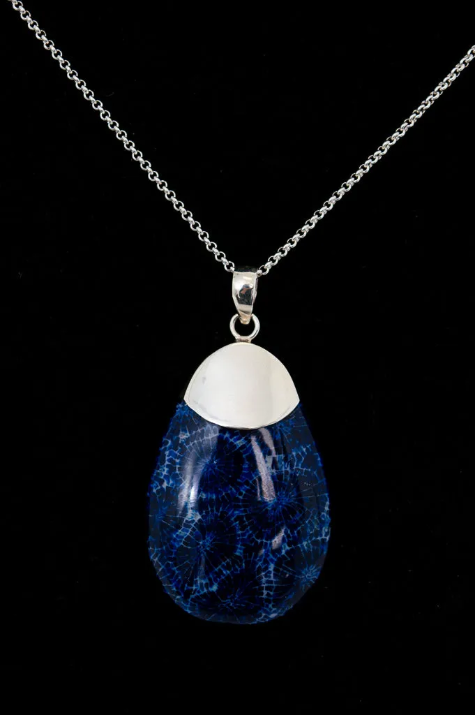 Blue Coral Pendant Necklace - 715