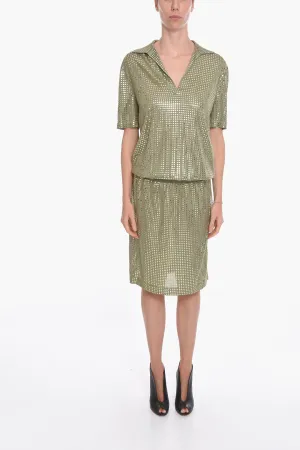 Bottega Veneta Silk Knit Midi Dress with Mirrored-studs