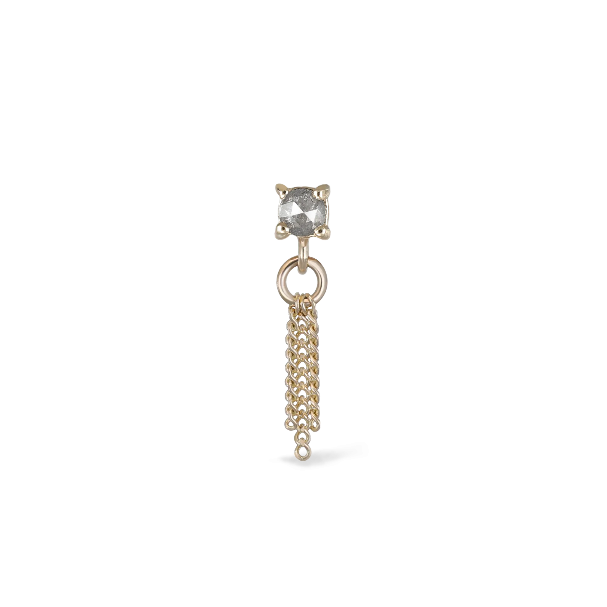 Breeze • 2mm Rose Cut Salt and Pepper Diamond 3 Curb Chain Tassel