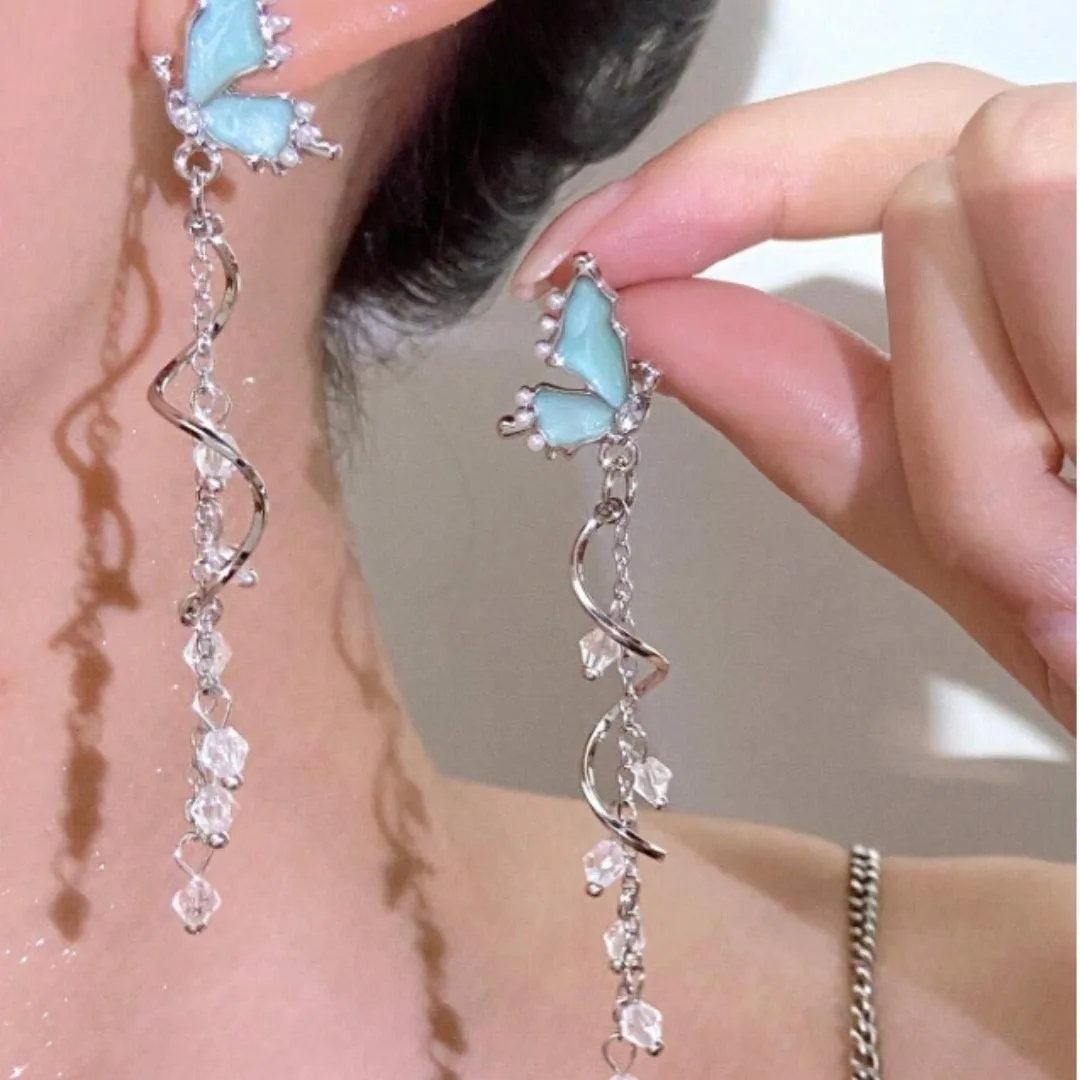 Butterfly Crystal Drop Earrings