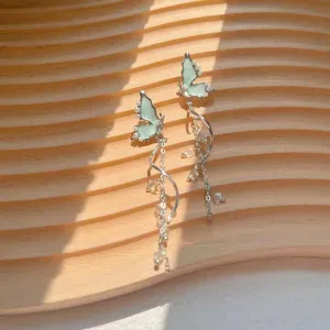 Butterfly Crystal Drop Earrings