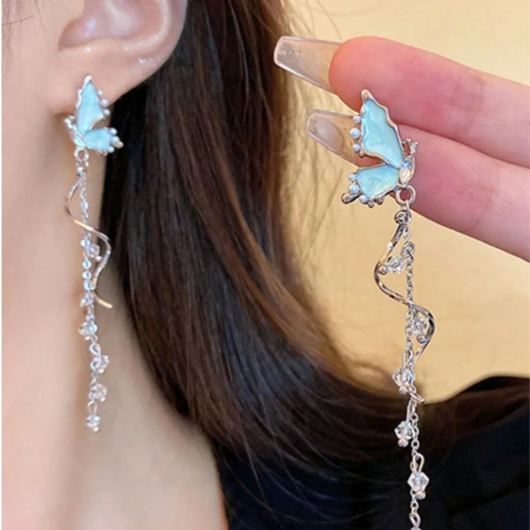 Butterfly Crystal Drop Earrings