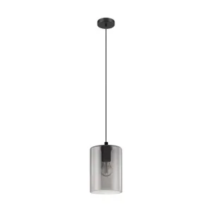 Cadaques 1 Black and Smoke Glass Modern Pendant