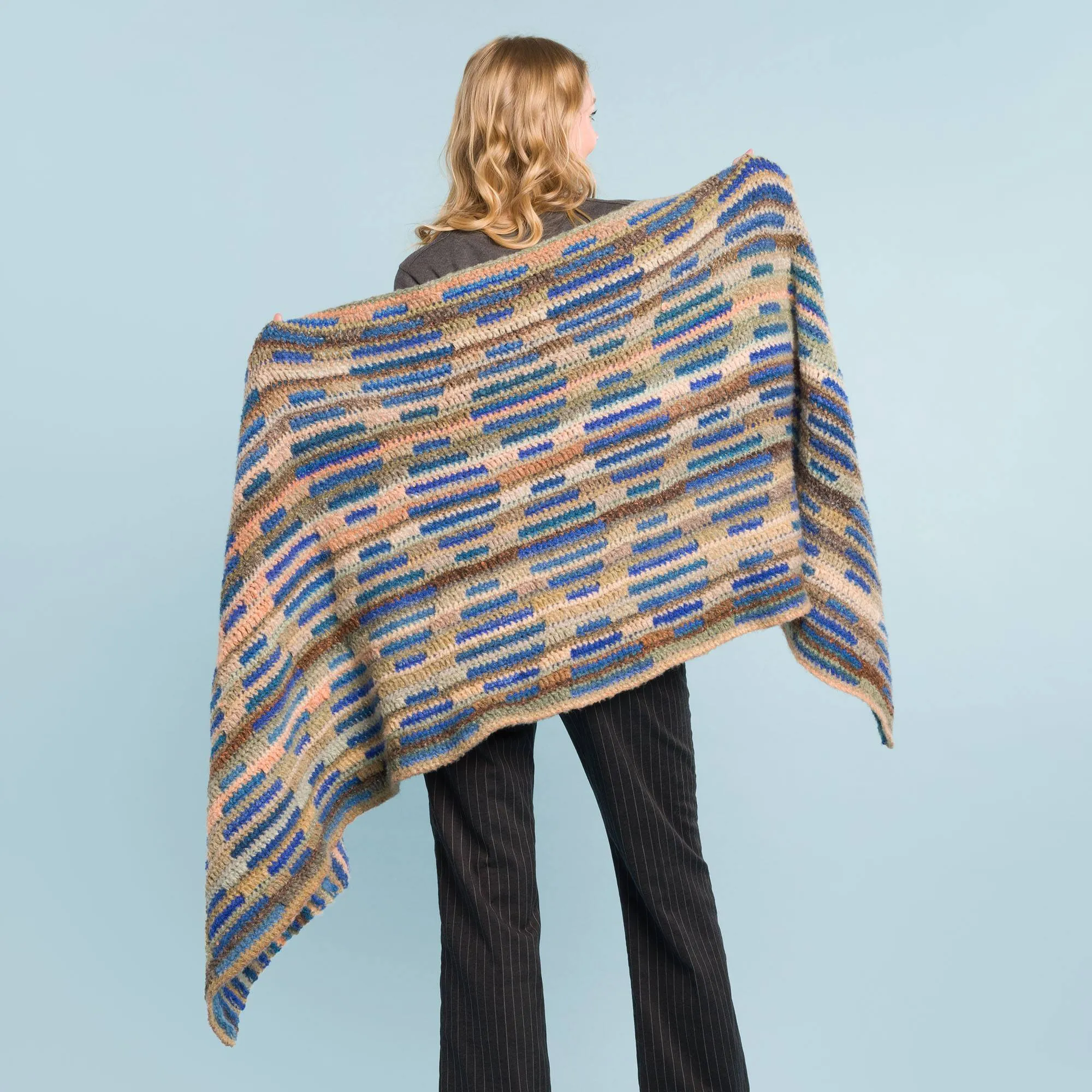 Caron Dotted Daze Mosaic Crochet Blanket Wrap