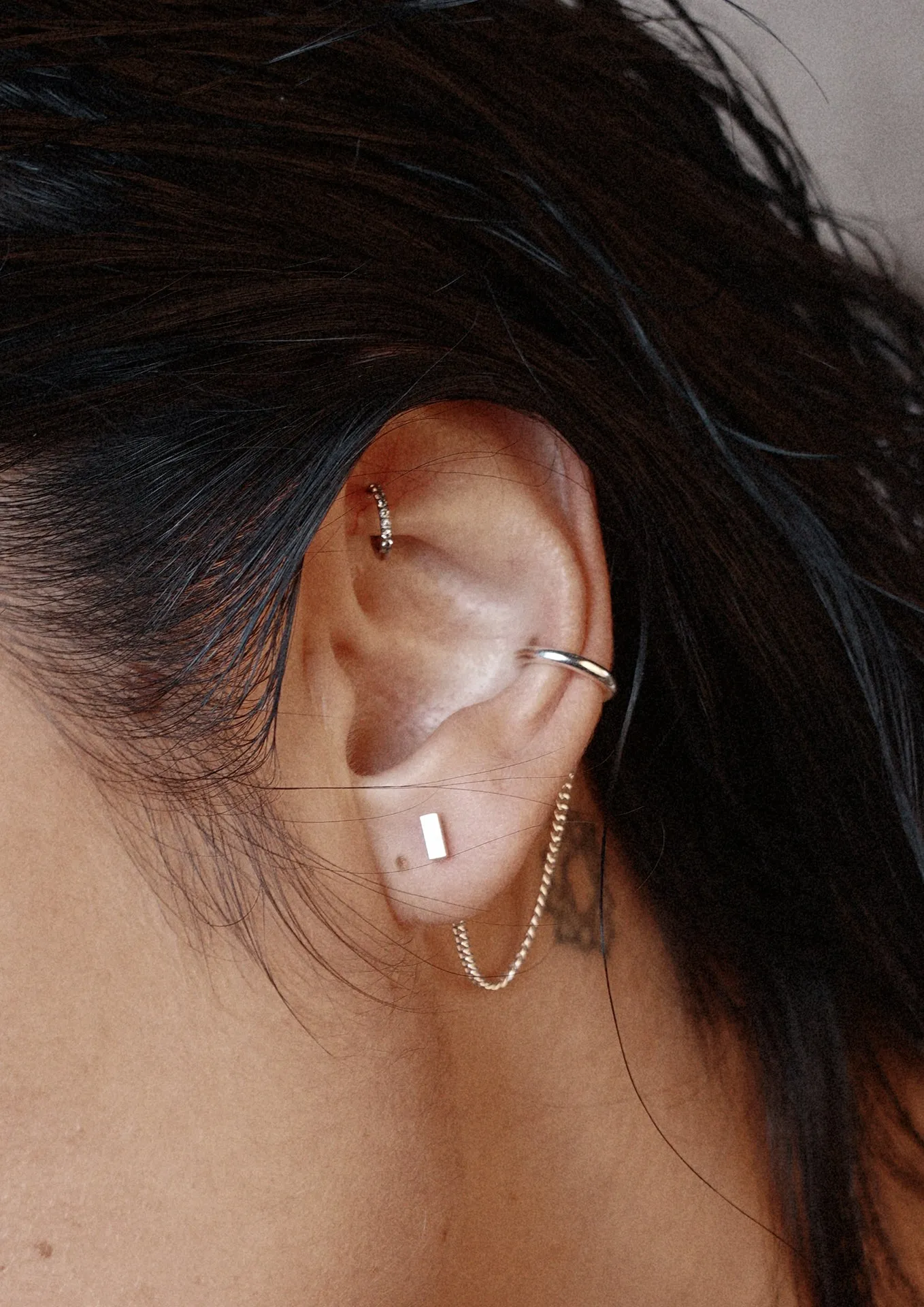 Chained Line Ear Cuff Silver