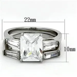 CJG1243 Wholesale Emerald Cut Clear CZ Wedding Set Engagement Ring