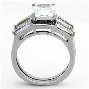 CJG1243 Wholesale Emerald Cut Clear CZ Wedding Set Engagement Ring