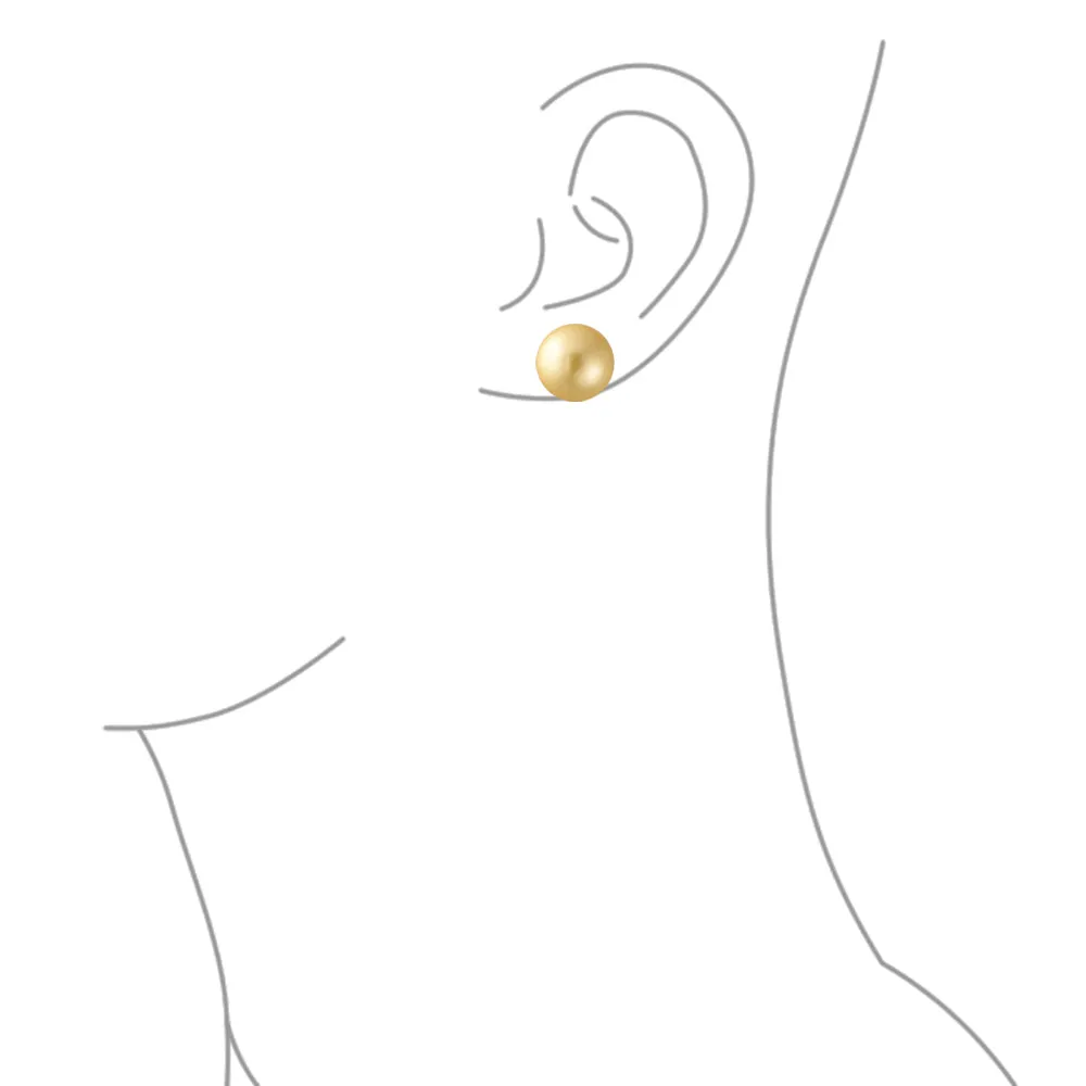 Classic Light Golden Yellow Simulated Pearl Drop Ball Earrings Sterling Silver 10MM