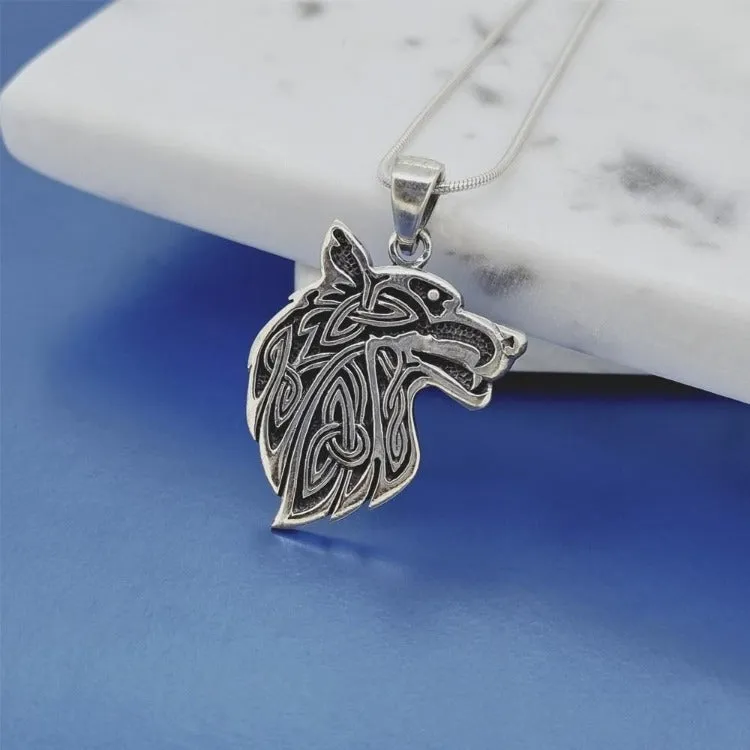 Classic Sterling Silver Wolf Pendant For Men and Women