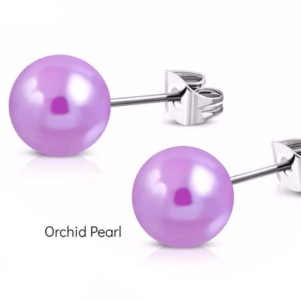 Colorful Medley Pearl Bead Earrings on 316 Stainless Steel for Women 11 Colors to Choose!