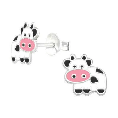 Cow Silver Earring Studs - Elegant Sterling Silver Accessories