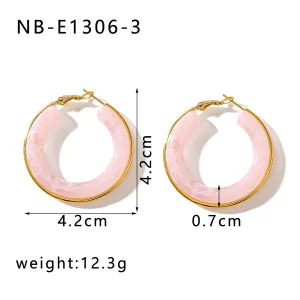 Cricular Shaped Hoop Light Pink Earring JLT12961