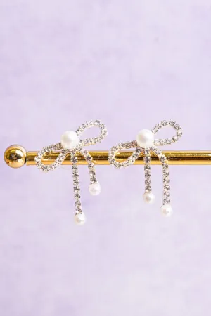 Crystal Avenue Crystal and Pearl LaBelle Bow Earrings