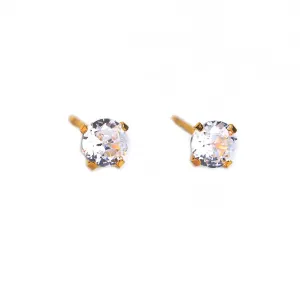 Cubic Zirconia Gold Stud Earrings