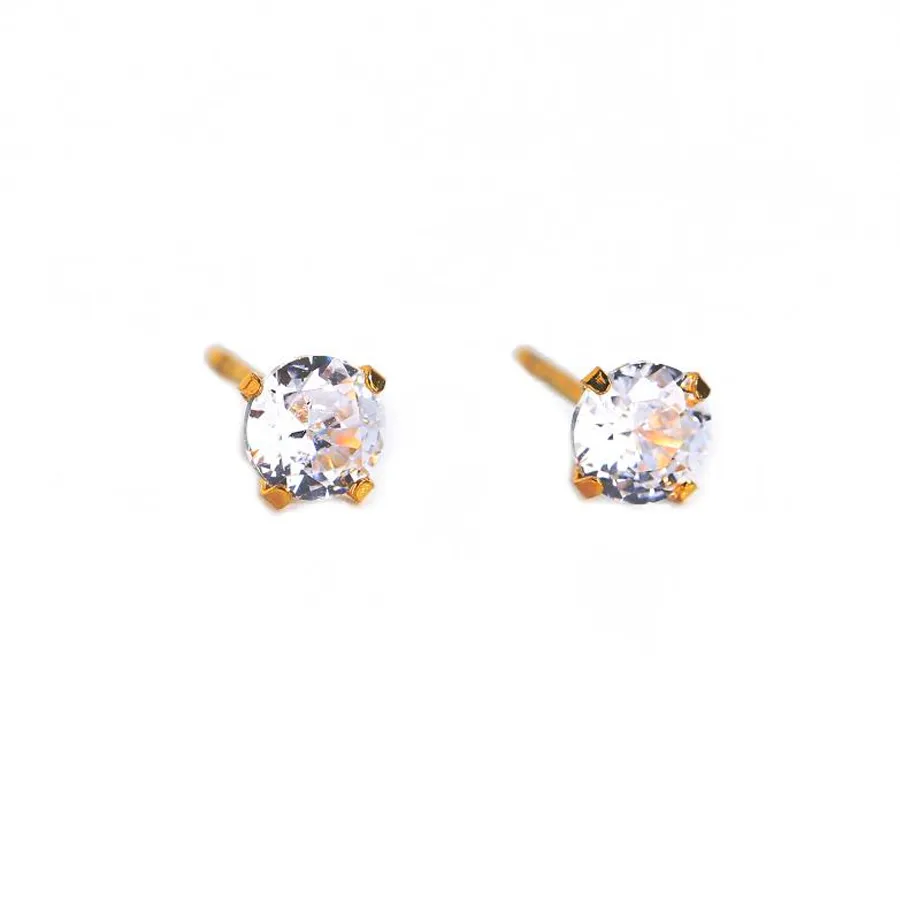 Cubic Zirconia Gold Stud Earrings