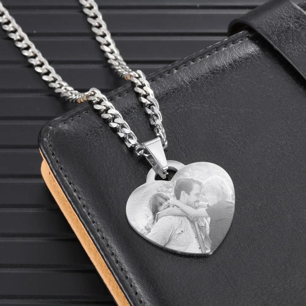 Customized 1 Photo 2 Names 1 Date Necklace for Couples