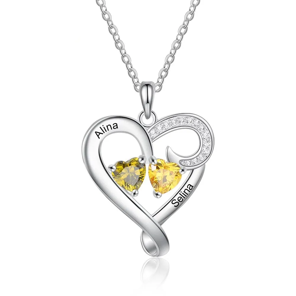 Customized Couple Engraved Necklace Personalized Heart Name Necklace