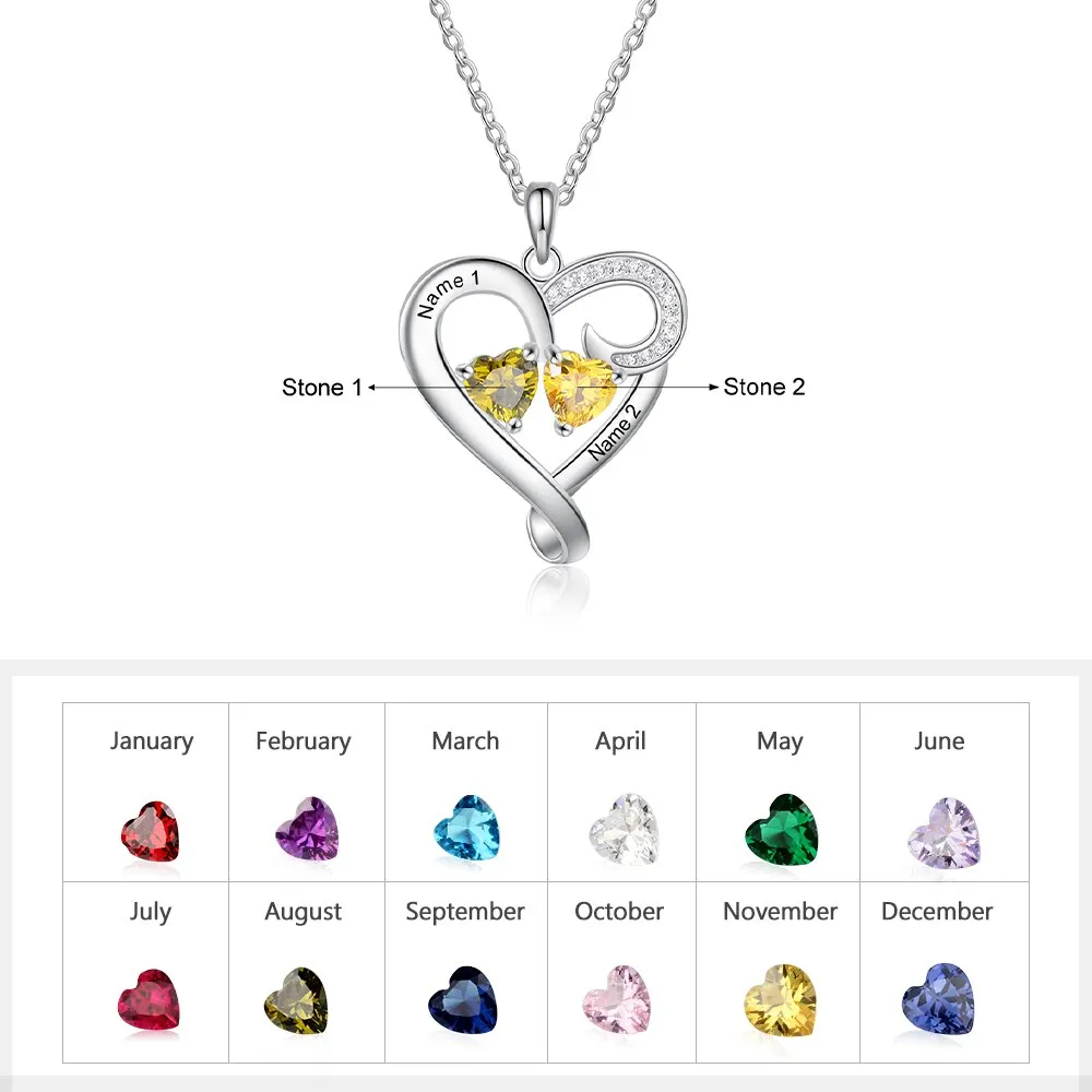 Customized Couple Engraved Necklace Personalized Heart Name Necklace