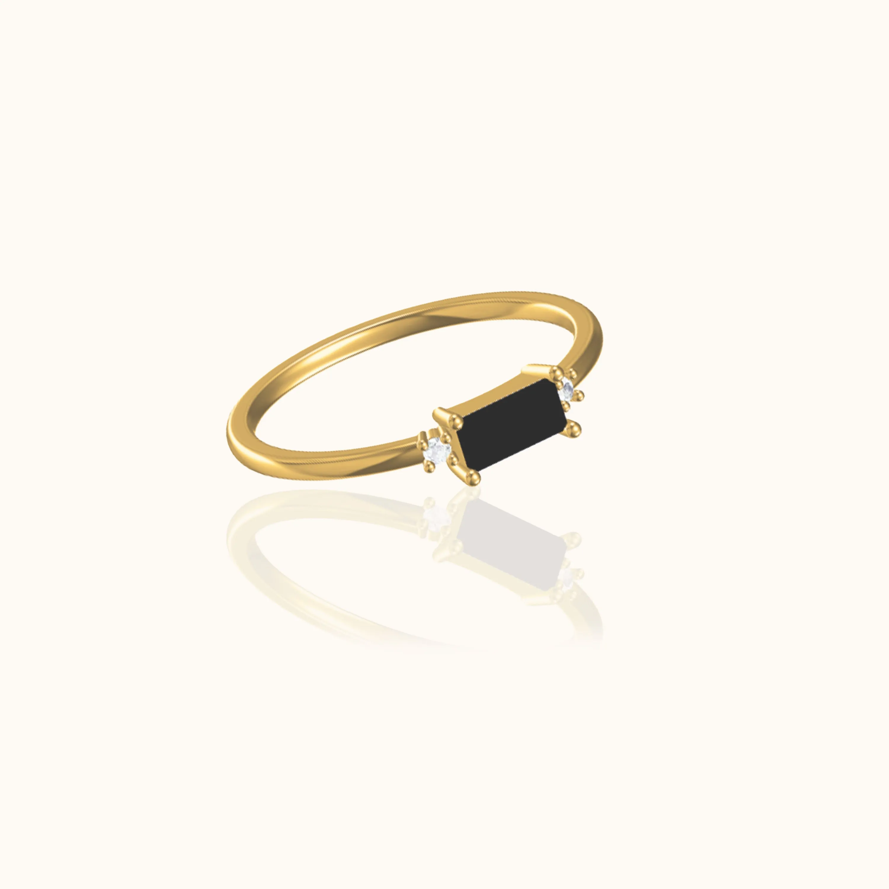 Delicate Baguette Black CZ Ring