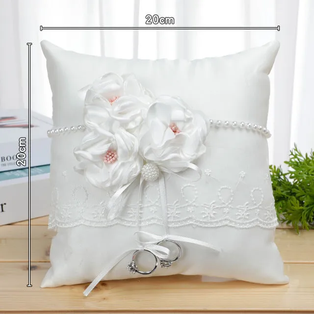 Delicate Rose Theme Wedding Ring Bearer Pillows and Flower Girl Baskets