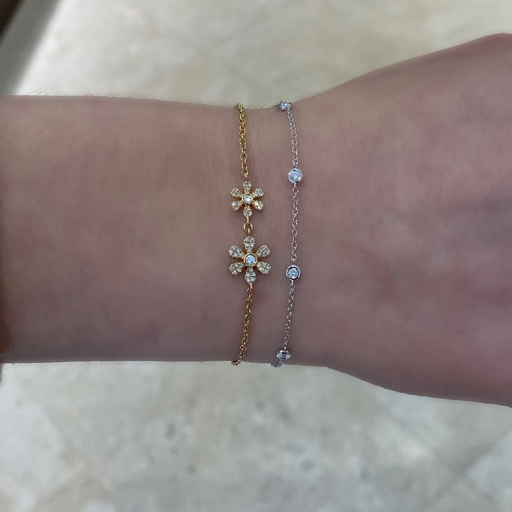 Diamond Adjustable Flower Bracelet