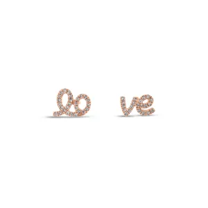 Diamond Love Script Stud Earrings