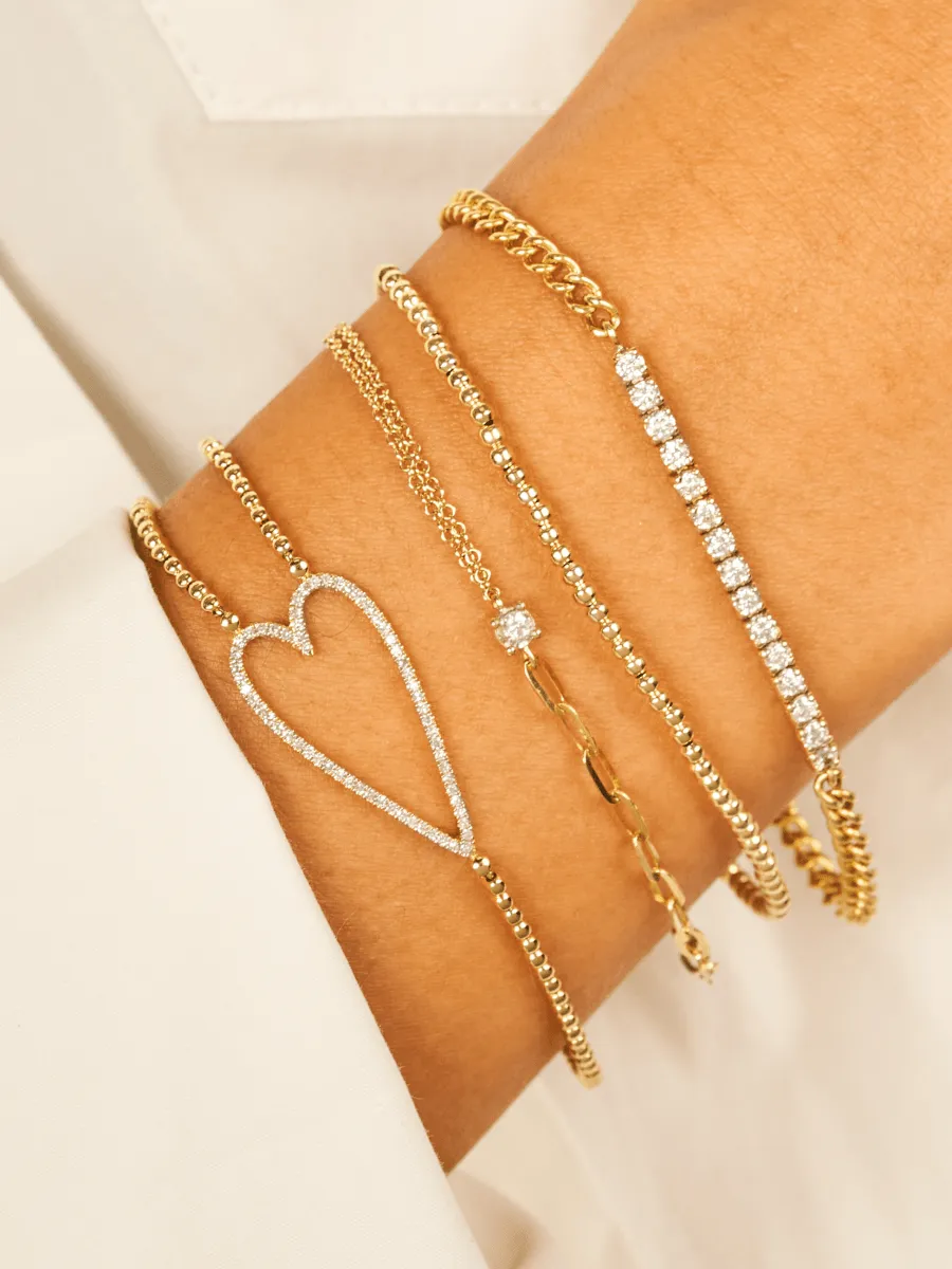 Diamond Open Heart Bracelet 14K