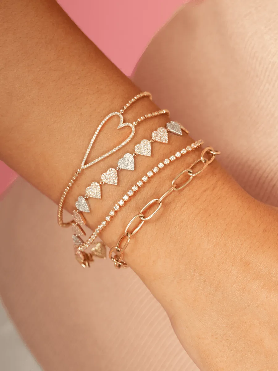 Diamond Open Heart Bracelet 14K