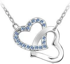 Double Hearts Crystal Zircon Alloy Necklace - 6 Colors Available - (Limited: 1 per order)