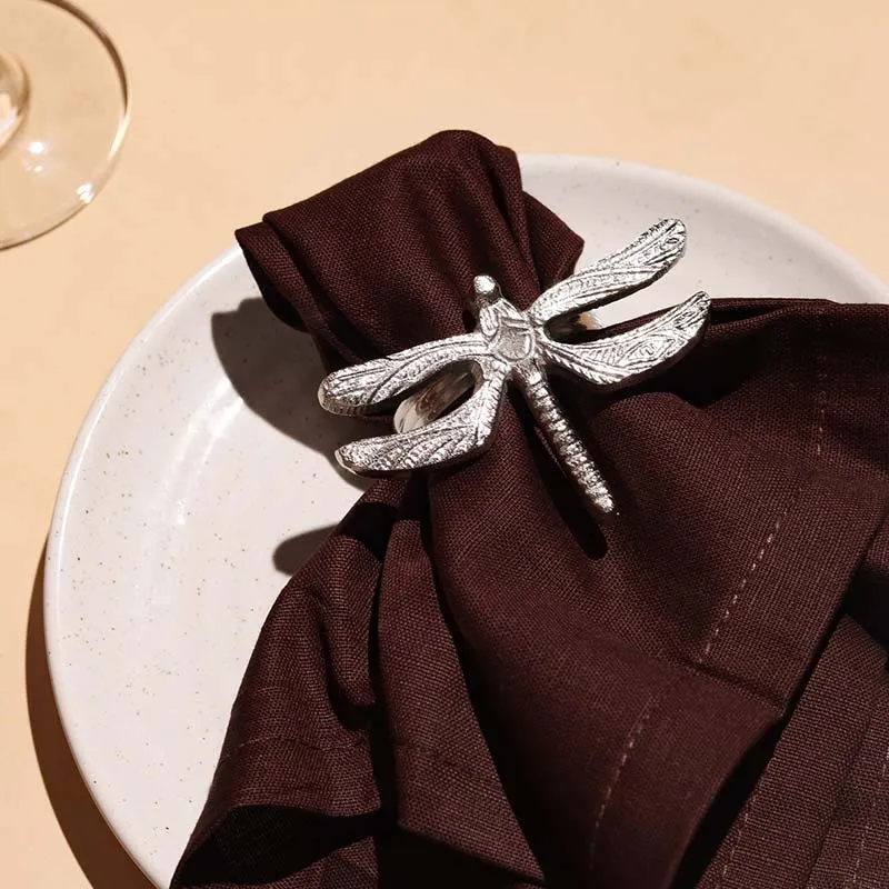 Dragonfly Silver Elegant Napkin Rings | Set of 4 , 6