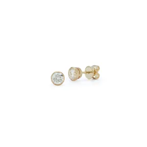 DRD Round Bezel Set Solitaire Studs 0.80 Ct. Total Weight