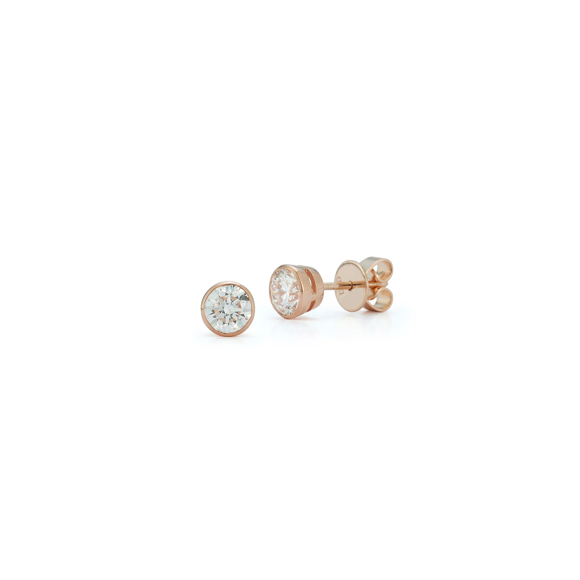 DRD Round Bezel Set Solitaire Studs 0.80 Ct. Total Weight