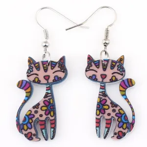 Drop Cat Earrings Dangle Long Acrylic Pattern Earring Fashion Jewelry For Women New Arrival Accessories